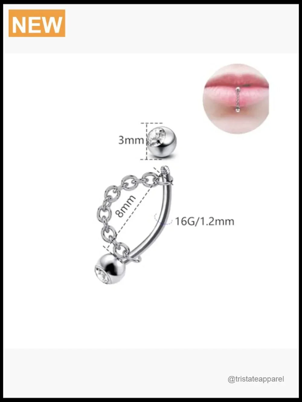 3Pcs 316L Stainless Steel Lip Rings Snake Bite Piercing Set